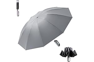 Strong Windproof Inverted Umbrella with a Carabiner Handle with Reflective Strip