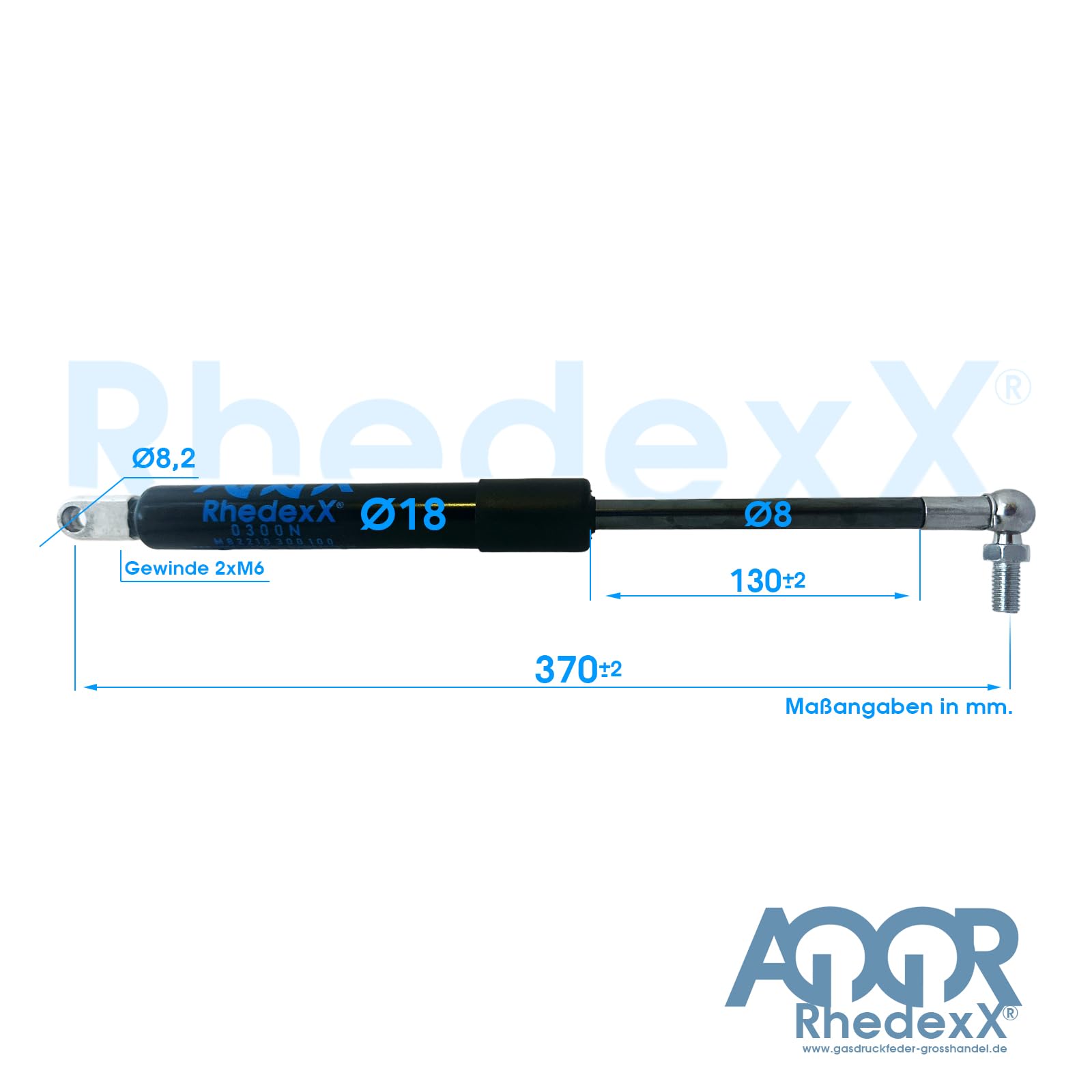 RhedexX® Gasveer kogelkop hoekgewricht 370 mm/130 mm/50N-800N - gasdrukdemper kogelgewricht gasveer met M6 lengte 370 mm, slag 130 mm, kracht RhedexX® Gasveer kogelkop hoekgewricht 370 mm/130 mm/50N-800N - gasdrukdemper kogelgewricht gasveer met M6 lengte 370 mm, slag 130 mm, kracht