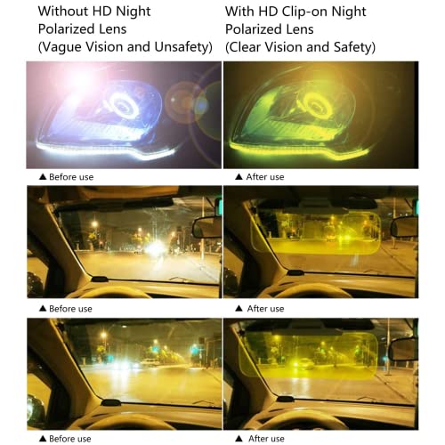 Image of CAXMAN Clip on Sunglasses and Clip on Night Driving Glasses over Prescription Eyeglasses Flip up for Men Women Anti Glare HD Polarized for Night Vision, Grey & Yellow Lens Extra Large 60*47mm 2 Pack