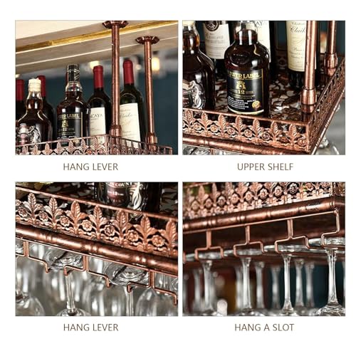 Soporte industrial redondo para vino colgante color negro 60x35 cm miniatura 4