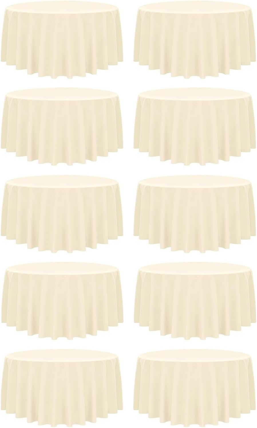 10 Pack Beige Tablecloth 120 inch Polyester Fabric Tablecloth Wrinkle Resistant Table Cloths for Tables Washable Table Cloth Round Cover for Wedding Party Banquet 10 Pack - 120 Inch Round Ivory