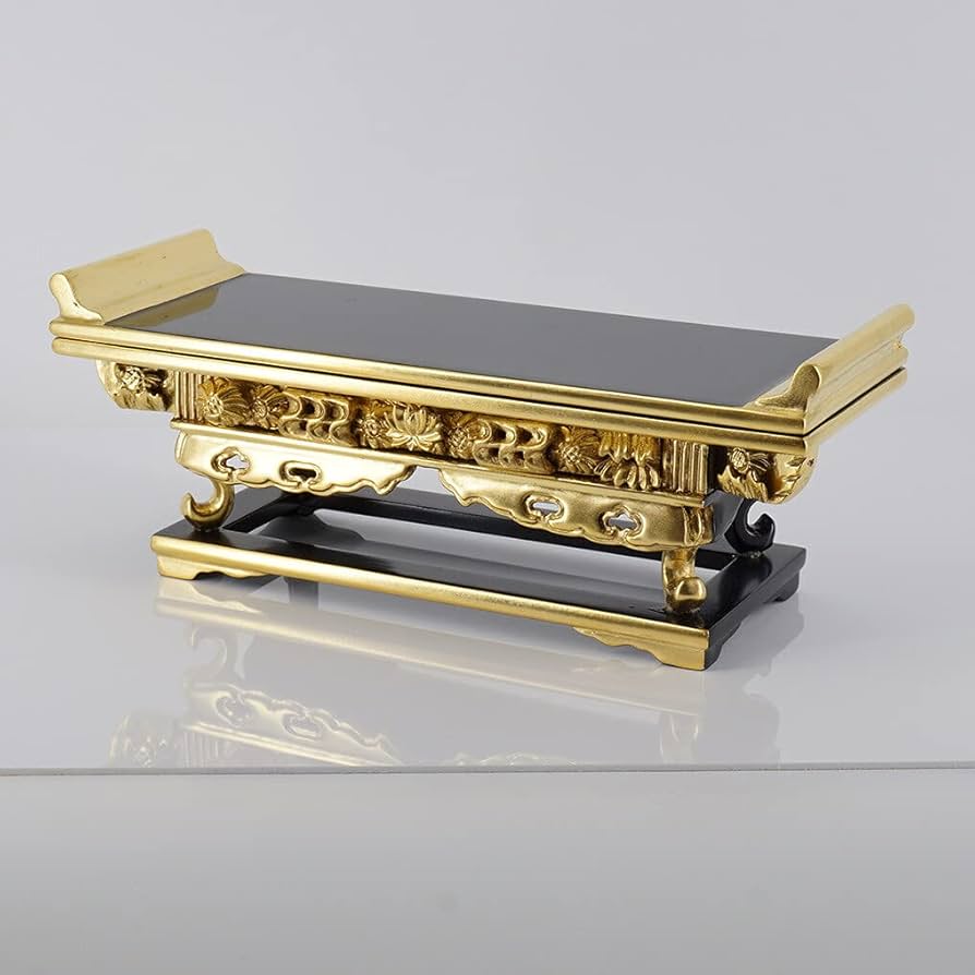 Amazon｜仏壇・仏具の窓口 純金上前彫前卓 東 8寸 高7.8総巾24.3奥8.6