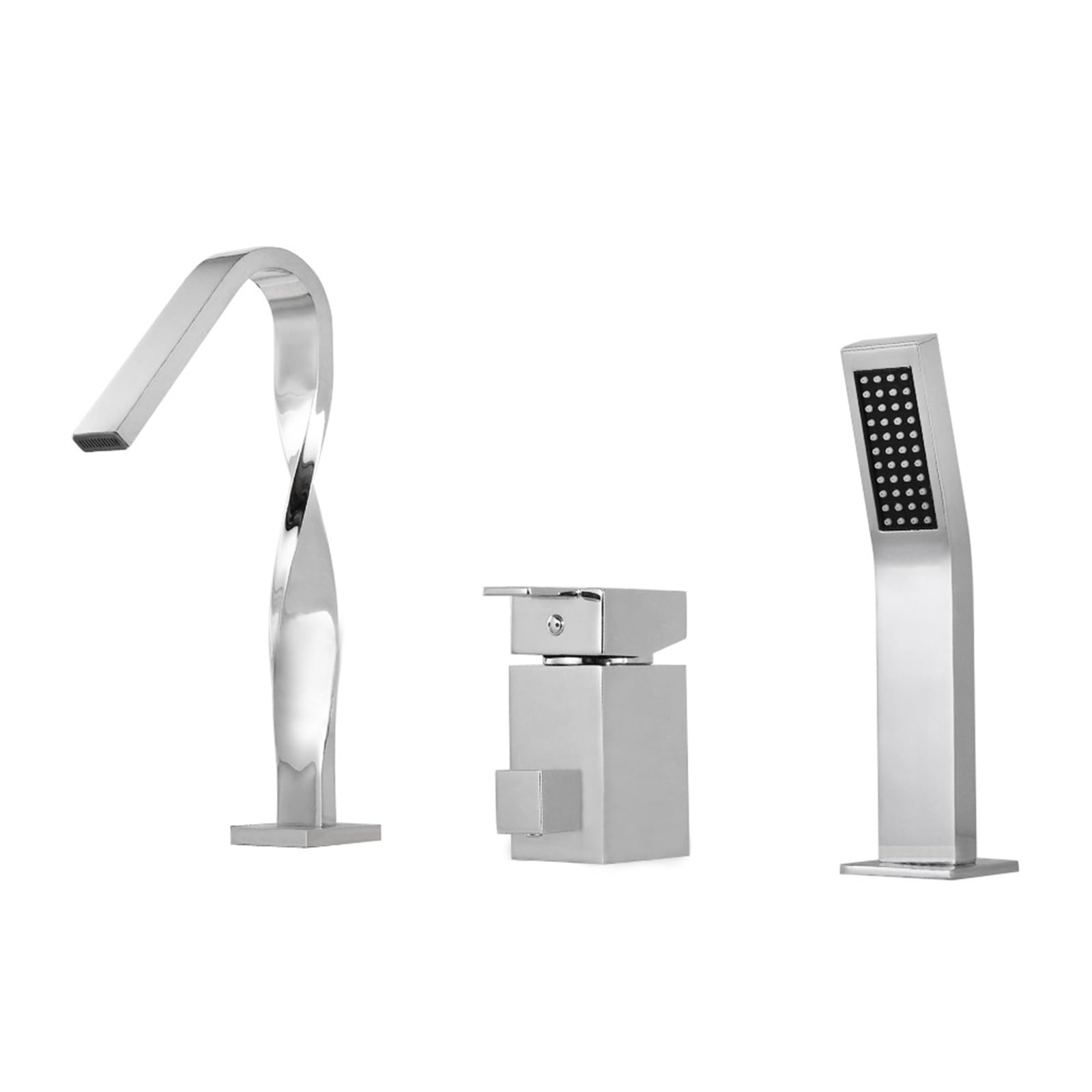 ZQFHSX 3 Hole Wall Mounted Bath Tap Chrome Bathtub Hand Shower Set Bathroom Tub Mixer Faucets LWX