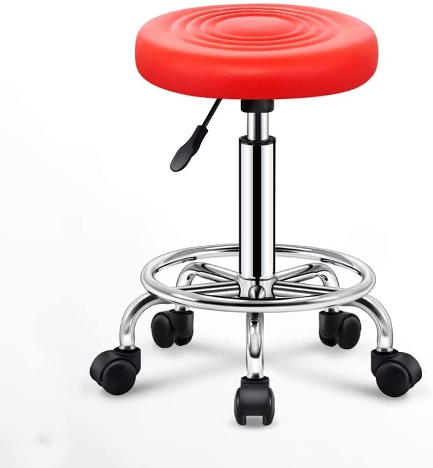 IYB® Adjustable Stool with Regal High Impact Nylon Black Wheels - Multi-Purpose Doctor/Kitchen/Office/Cafeteria/Bar Stool with Red Finish-picture-28