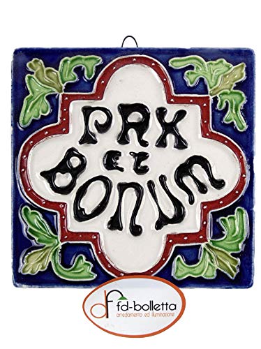 Fd-bolletta Azulejo de baldosa de cerámica Pax y Bonum, baldosa Impresa en sublimación Pb7. Medidas: Altura 9,3 cm, Ancho 9,3 cm, Grosor 7 mm.