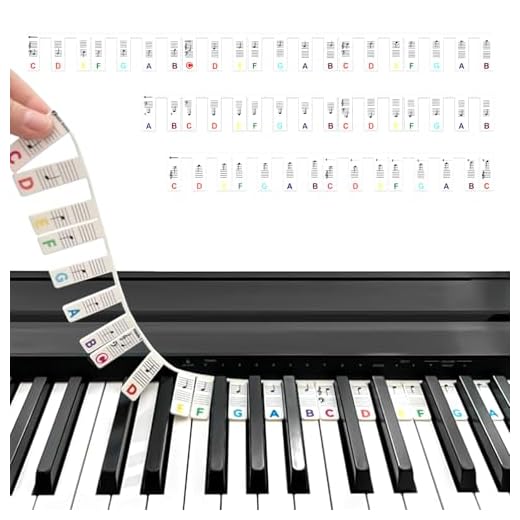 FHISKUNYU Etiquetas de Piano Arcoíris Reutilizables, Teclado Extraíble 88 Teclas con Guía de Notas para Principiantes, Silicona Sin Pegatinas y Fácil Limpieza (Multicolor)​