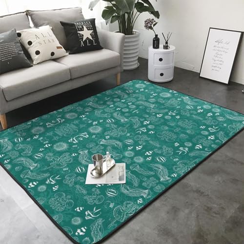 Tapis de salon dauphins et mer 203x147 cm pour table basse - 3