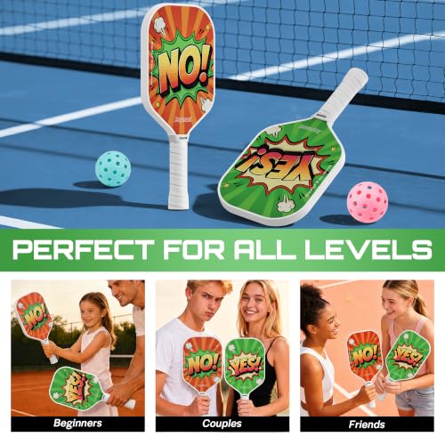 Image of Pickleball Paddles Set of 2, Lightweight Pickleball Racket for Beginner, USAPA Approved Fiberglass Surface Pickleball Set with Non-Slip Comfort Grip