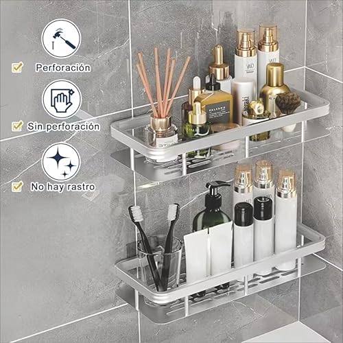 Image of Boniry 1 Pcs Bathroom Accessories Aluminium Heavy Duty Self Adhesive Bathroom Shelf for Wall, Multipurpose Wall Mounted Organiser, Washroom Organizer (Silver)