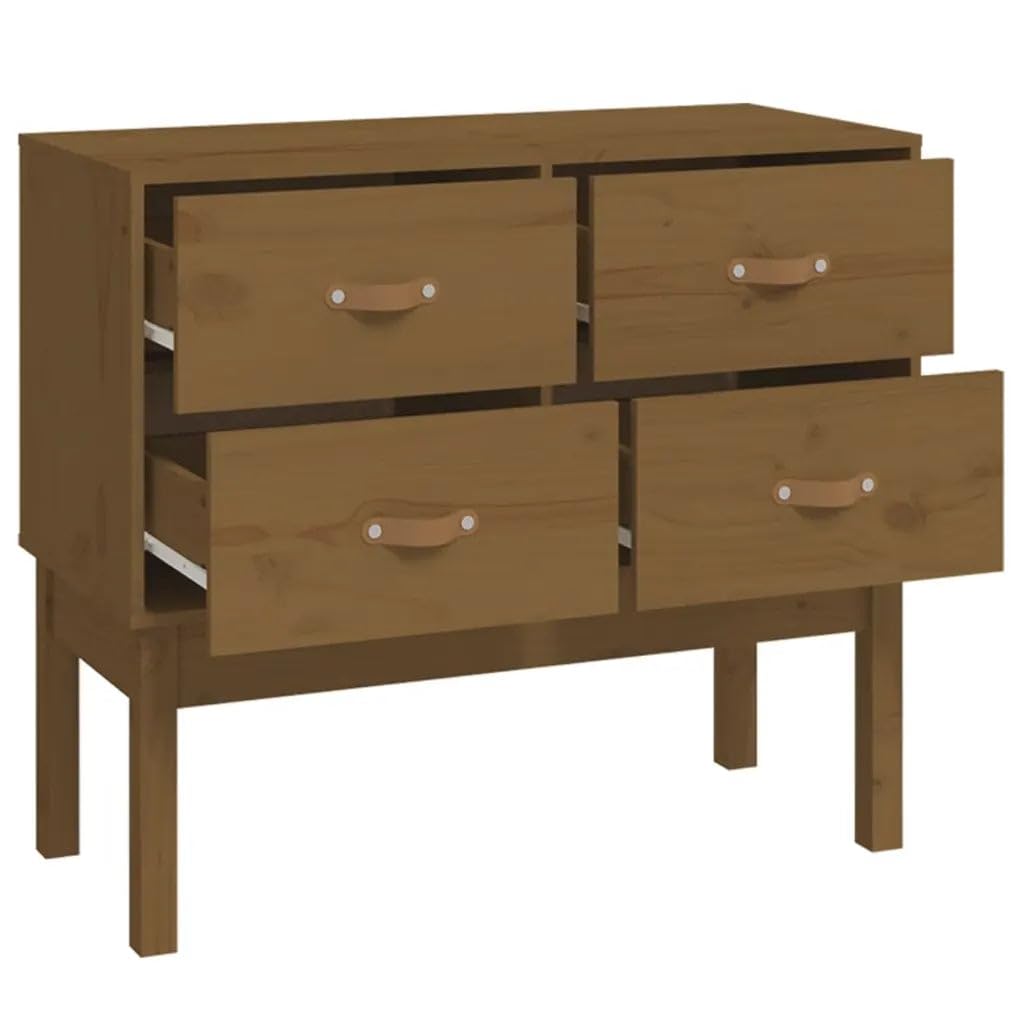 Helloshop26 - Armario para consola de madera de pino macizo, salón de oficina, 90 x 40 x 78 cm, almacenamiento óptimo, estilo rústico, madera, color marrón