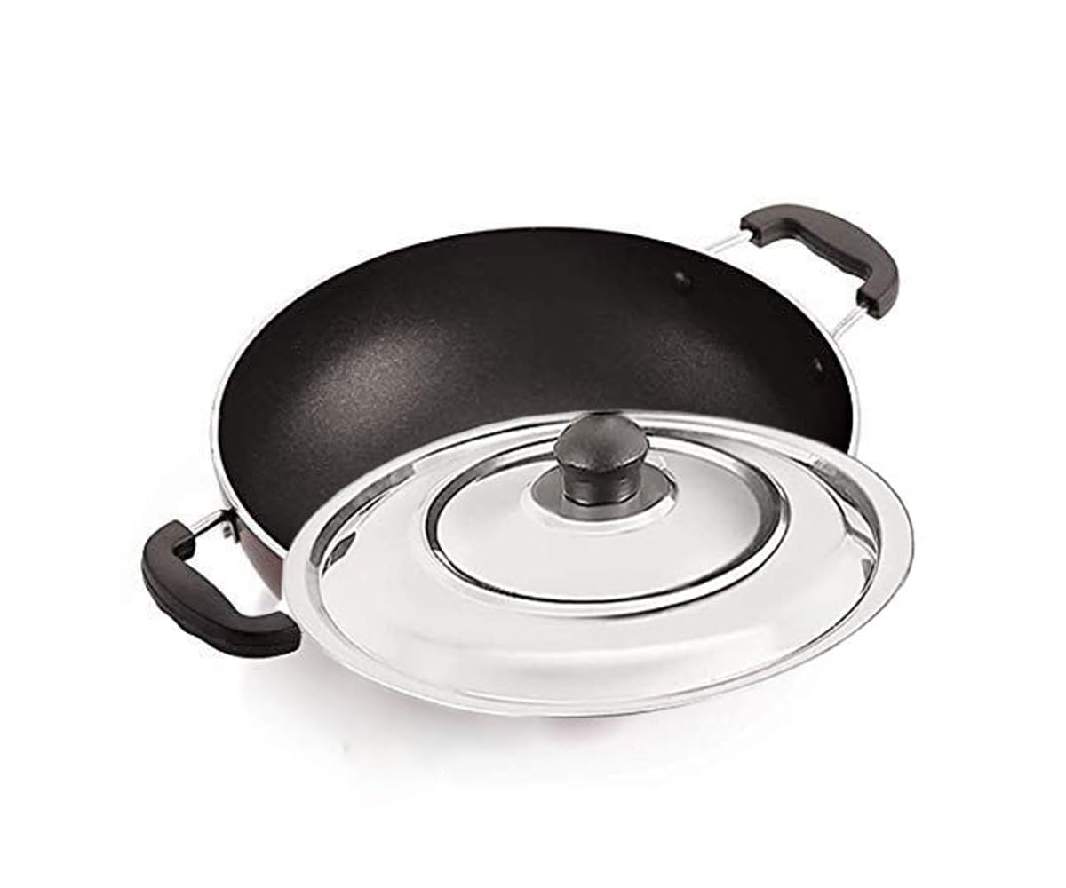 Satre Online And Marketing, 1 Aluminium Kadai,Kadhai/Frying Pan/Cookware pan,Set of 1,Thickness 4 mm,silver