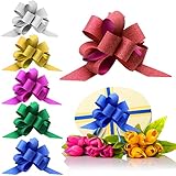 Cinvo リボンボウ 直径10cm ３cm幅 ワンタッチリボン 6枚入り 手作り材料 ブーケサテンシュレッダーボウ クリスマスの飾り/プレゼントや花束の包装に適用 蝶結び 手芸 素材（つや消しスタイル）