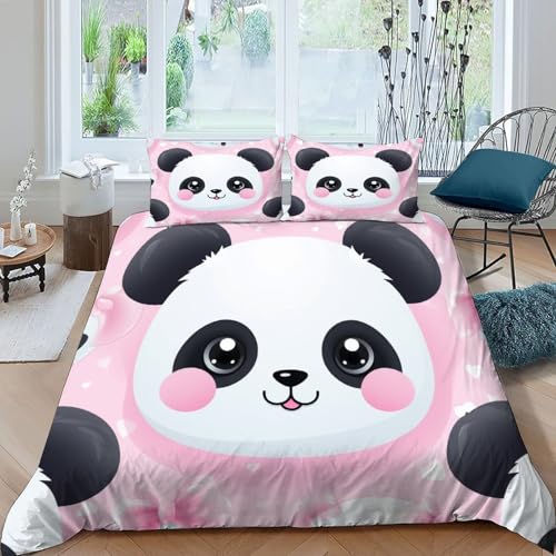 Housse de couette panda 3D en tissu microfibre respirant avec zip - 3