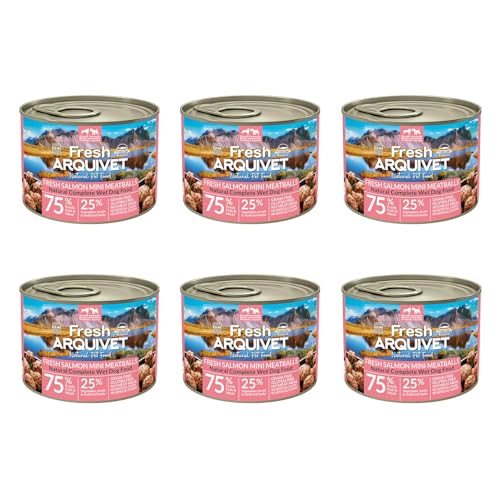 ARQUIVET - Pack 6 Unidades Fresh Salmon - Latas de Mini albóndigas de Salmón - Latas de 200g - Comida húmeda para Perros, Todo Tipo de Razas