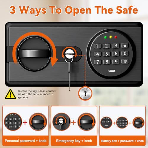 5.2 Cuft Large Home Safe Water and Fireproof with Digital Keypad & Key Lock, Security Fire Safe Box with 3 Removable Shelves, Heavy Duty Fireproof Safes for Home Documents Money Cash Jewelry - Thumbnail 7