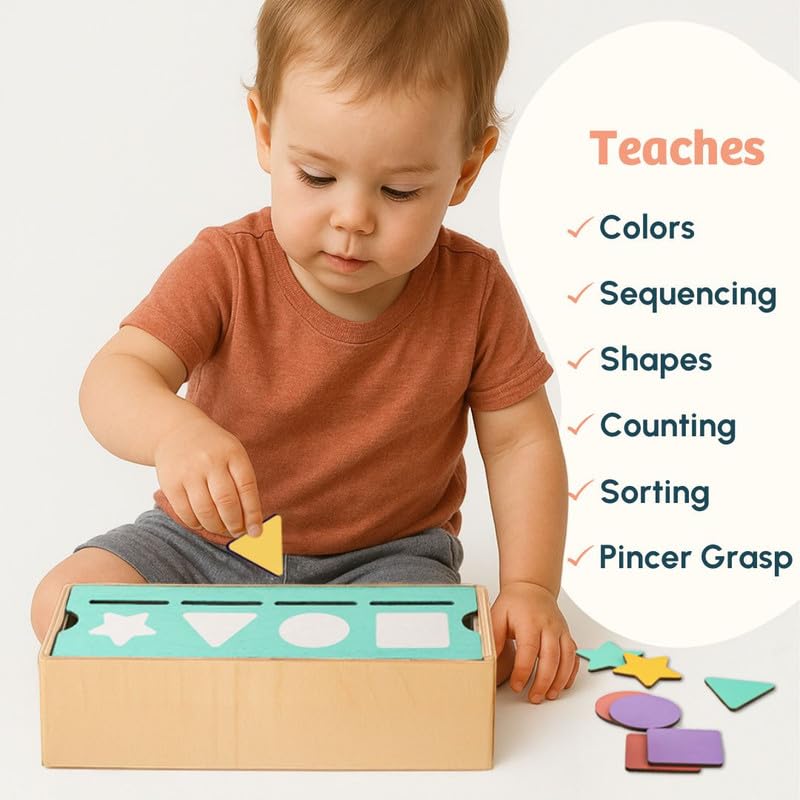 Image of Curious Cub Color & Shape Sorter Toys for Kids 1-3 Yrs|Montessori Wooden Toy for 1 Year Old|Puzzle Game for Preschool Learning|Color Sorting Toys for Kids|Montessori Toy's for 2 Year| Birthday Gift