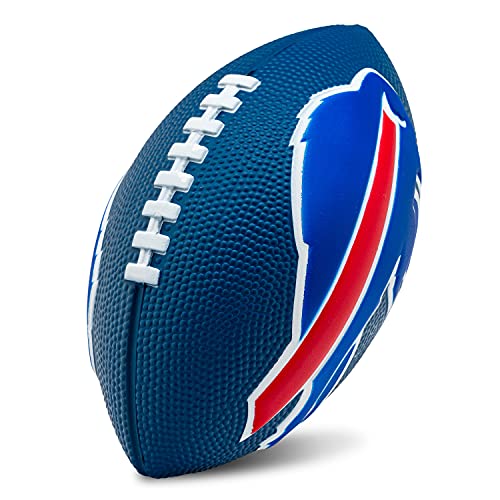 Franklin Sports NFL Buffalo Bills Football - Kids Foam Football - Soft Junior Size 8.5" Ball with 3D Logos - Perfect for Gameday + Tailgates