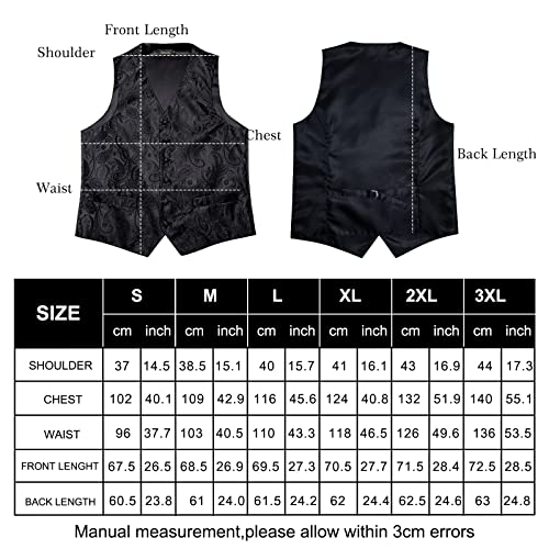 Image of DiBanGu Mens Paisley Vest Silk Sleeveless Suit Vest and Neck Tie Pocket Square Cufflinks Set for Wedding Formal