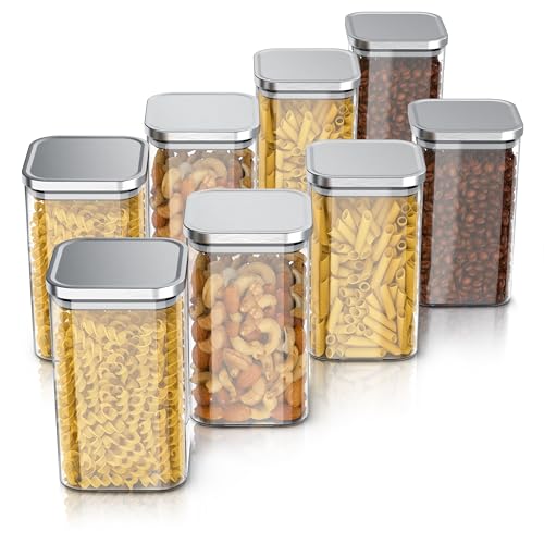 Arendo - Vorratsbehälter 1650ml mit Deckel Edelstahl - Sets - Behälter aus Glas – hitzebeständig – Vorratsdosen/Vorratsgläser mit Edelstahl Deckel - luftdicht - für Müsli Zucker Mehl Kaffee