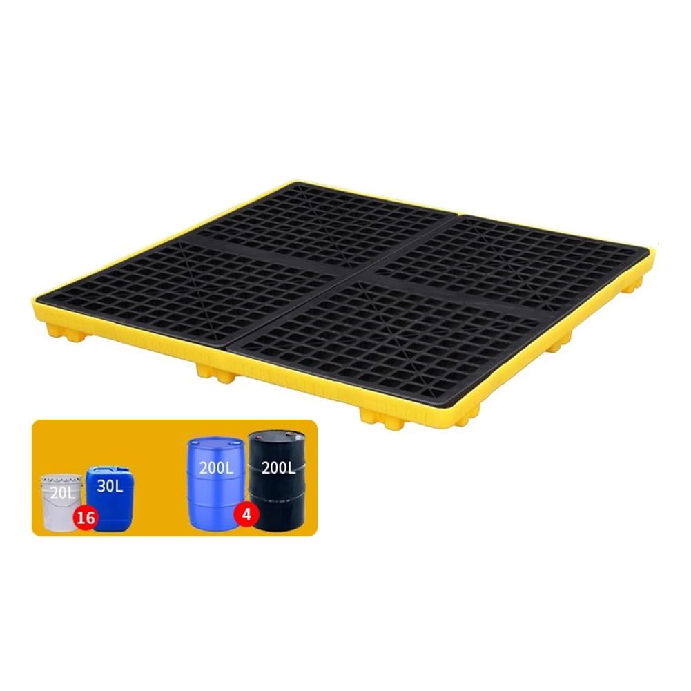 QUSYZD Modular Oil Tank Spill Containment Tray, Anti-Leakage Spill Pallet, 17, Yellow 120x120x10cm, Perfect for Drum Spill Prevention and Environmental Safety,Yellow-120 * 120 * 10cm