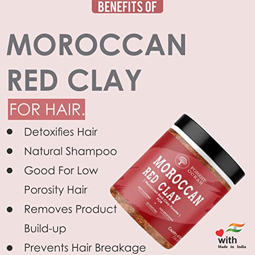 Image of Forest Ocean 100% Pure Moroccan Red Clay Powder For Skin Care Treatment & Healing, Face Masks & Scrubs, Heal Dry & Oily Skin - 200g