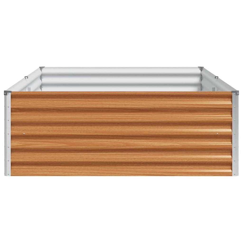 Bancal de acero galvanizado de 195 x 100 x 36 cm en color marrón claro con diseño de fondo abierto para un drenaje óptimo y un crecimiento saludable de las plantas, resistente a la corrosión y