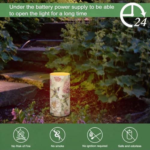 Image of Poceacles Retro Floral Hummingbird Candle Electric LED Lights with Dancing Flame Timer Remote Color Lights, 3 AAA Batteries Operated (Not Include) Vintage Tealight for Home Indoor Decor