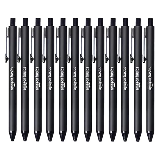 Amazon Basics Lot de 12 stylo-billes rétractables, Noir