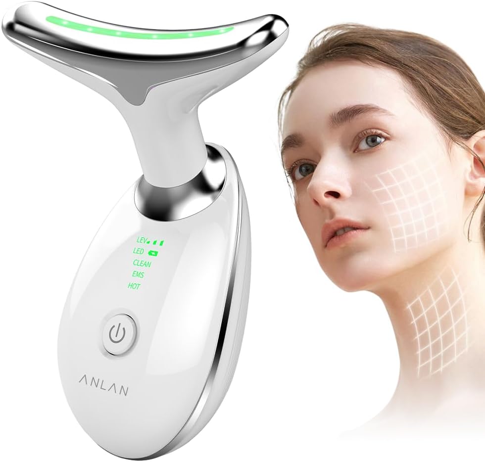 ANLAN Face Massager, Anti-Wrinkle Face Device with 3 Modes 45°C for SkinTightening & Neck Lifting EMS Massage Face Toning Firming for Women