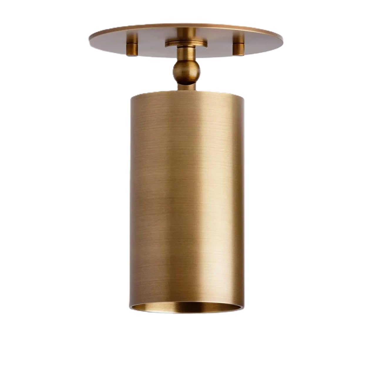 Modern Brass Ceiling Spotlight – Adjustable Cylinder Flush Mount Light Fixture | Solid Brass Minimalist Ceiling Lamp for Hallway, Kitchen, Bedroom, Living Room, Spotlight (Raw Brass)