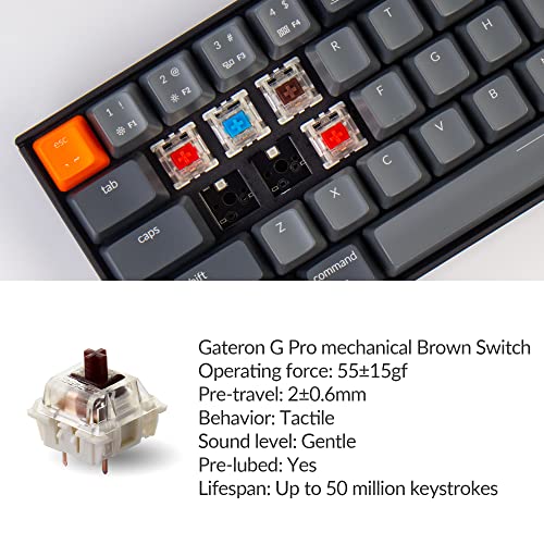 Image of Keychron K14 70% Layout 72 Keys Hot-Swappable Bluetooth Wireless /USB Wired Mechanical Gaming Keyboard with Gateron G Pro Brown Switch /Multitasking /White LED Backlight Computer Keyboard for Mac Windows