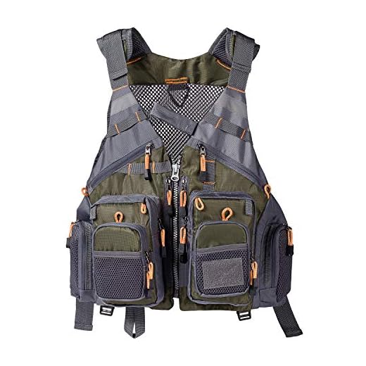 Lightbare Fly Fishing Vest for Men with Pockets for, Army Green, Size One Size