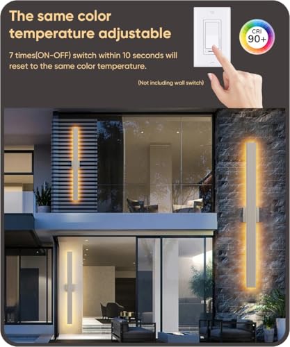 Image of Aipsun 2 Packs Nickel Outdoor Wall Light 39.4inch Modern LED Exterior Wall Sconce, Long LED Linear Exterior Lights 3000K 4000K 6000K for Entrance, Hallway, Garage, Porch(3CCT)