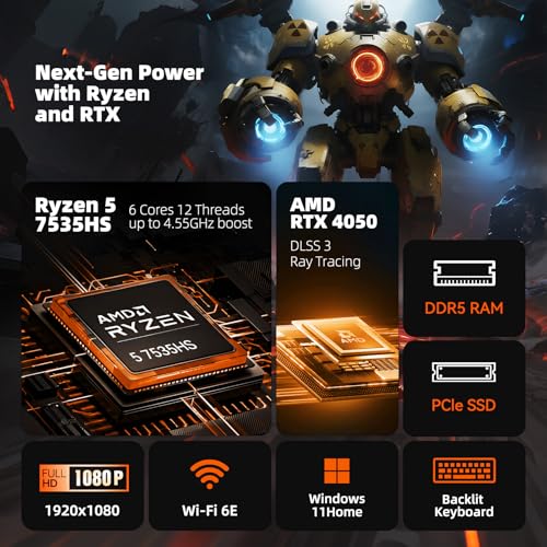 MSI Thin A15 15.6" FHD IPS 144Hz Gaming Laptop, AMD Ryzen 5 7535HS Processor, NVIDIA GeForce RTX 4050 6GB, 16GB DDR5 RAM, 512GB NVMe SSD, Wi-Fi 6E, HDMI, Backlit Keyboard, Windows 11 Home - Image 3