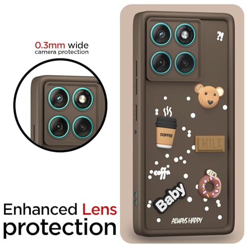 Image of Bintage Ball Bear| Donut| Milk Cake| Baby| Coffee Rubber Case Camera Protection Back Cover Compatible for Motorola Edge 60 Stylus 5G - Brown