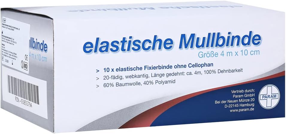 Gauze Bandages Elast. 10 cm O Tie Cellophane Pack of 10