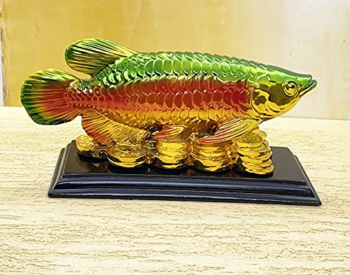 Image of Fengshui Exclusive Polyresin Multicolor Set of 1 Arowana Fish Showpiece for Office Decor, Home Decoration (AF-2560)