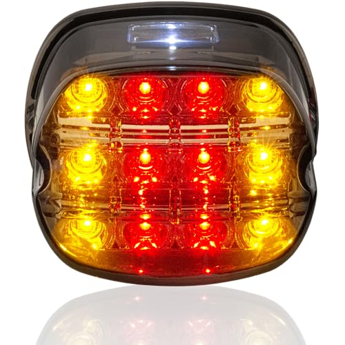HAZAWA Tail Light Led Integrated Turn Signal Brake Running Light Low Profile Smoked Rear Light Compitable with Harley Sportster 883 1200 Dyna Road King Electra Glide (5Wire Smoke)