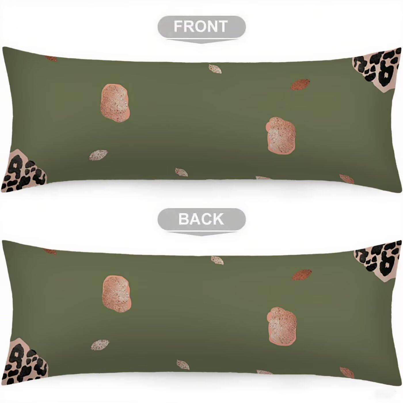 Grün Seitenschläferkissen Bezug 60 x 180 cm Einfachheit Seitenschläferkissen mit Unsichtbarem Reißverschluss, Doppelseitig Drucken Samt Verbessern Sie Schlafqualität Body Pillow, Geschenke B-10302