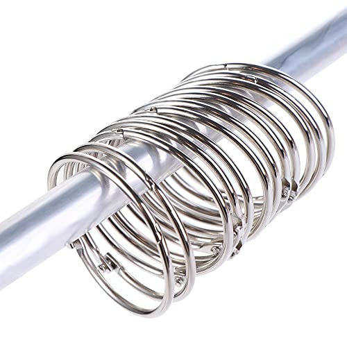 Anillos, ganchos de cortina de acero inoxidable con 5 cm de diámetro interior para baño, cocina, armario, ganchos de metal con ojales (plata, 12 piezas) (plata)