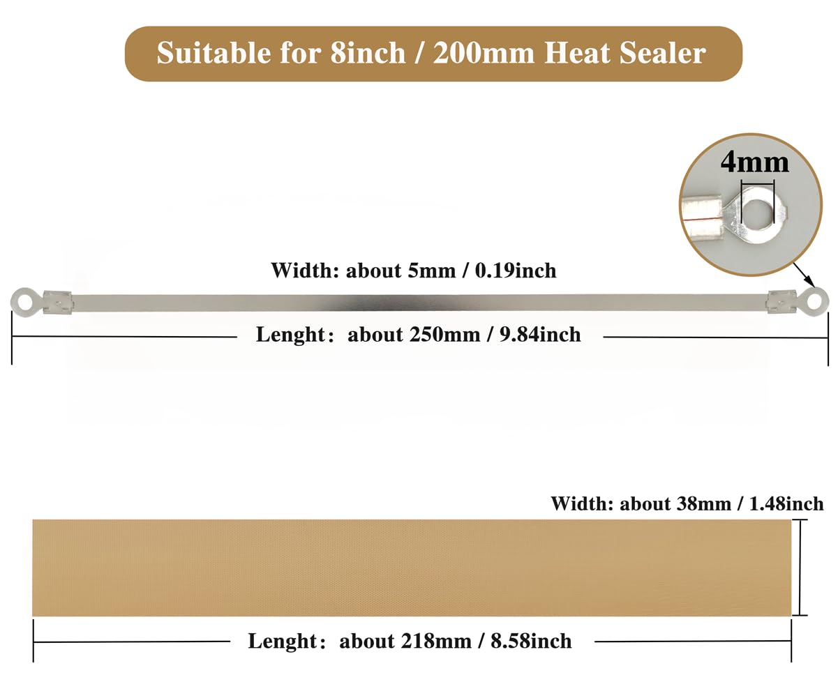 10 pièces Coquille de fer Thermoscelleuse Machine 200mm Scelleuse sac Plastique Remplacement Accessoires(5mm de large), Impulse Heat Bag Sealer Replacement Parts