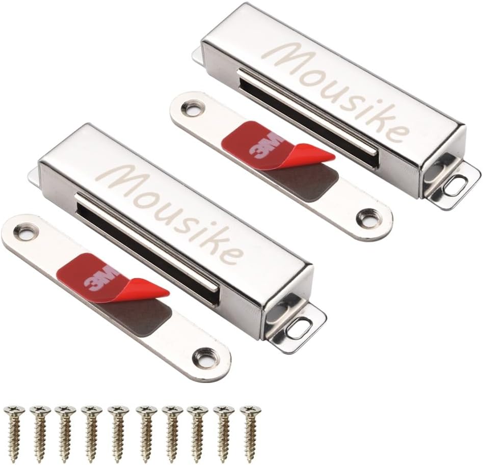 Mousike Magnetic Door Catch，70lb Stainless Steel Cabinet Door Magnets with Strong Magnetic for Kitchen Cupboard Wardrobe Closet Cabinet Door Drawer Latch