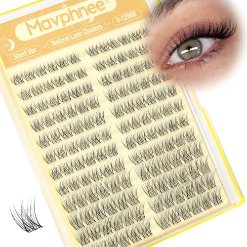 Short Lash Clusters Natural Cluster Eyelash Extensions 8-10-12MM Clear Band Cluster Lashes Extensions Wispy Individual Lashes CC-Curly Eyelash Clusters Pestañas Postizas Naturales 144Pcs DIY Lashes