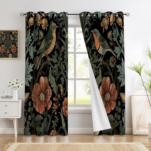Rideaux isolants thermiques champêtres vert olive 140x225 cm