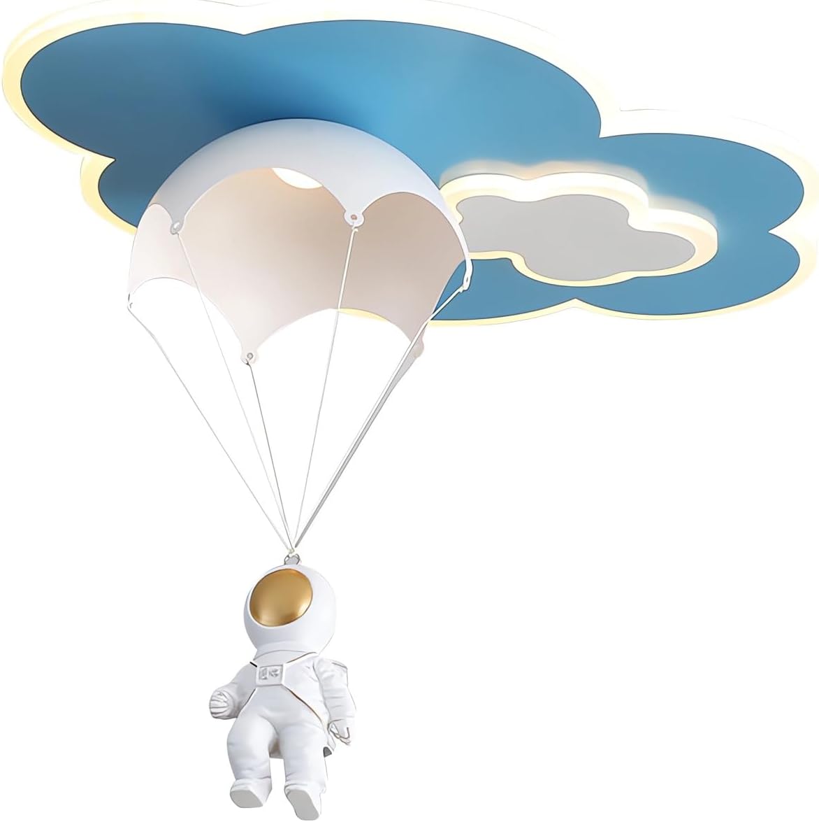 Cartoon Astronaut Ceiling Lamp Kids Ceiling Lamp for Bedroom Blue Parachute Shape with Acrylic Lamp Shade Flush Mount Hanging Light for Children's Room Boys Room Livingroom