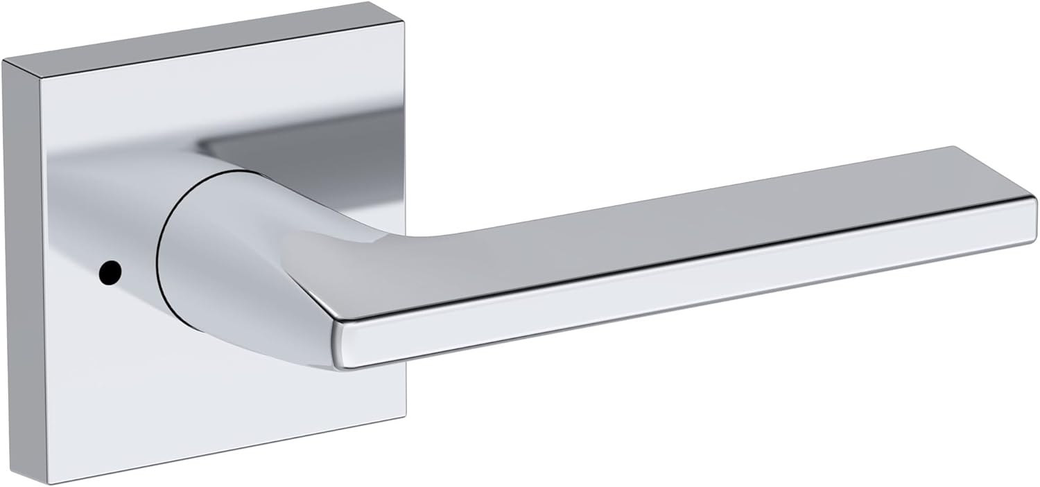 Baldwin PV.ANA.R.CSR Anaheim Hills Privacy Door Lever Set with Contemporary Square Rose from the Reserve Collection - Polished Chrome
