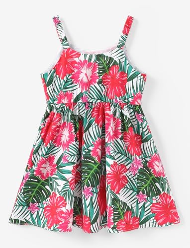 PATPAT Girls Summer Hawaiian Dress Toddler Sling Floral Casual Sleeveless Kids Sundress4