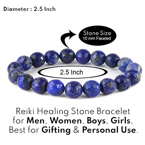 Image of Certified Natural Crystal Stone Diamond Cut /Faceted 10 mm Beads Bracelet for Men & Women | Reiki Charged Gemstone Jewellery | Multiple Stone Variants Available