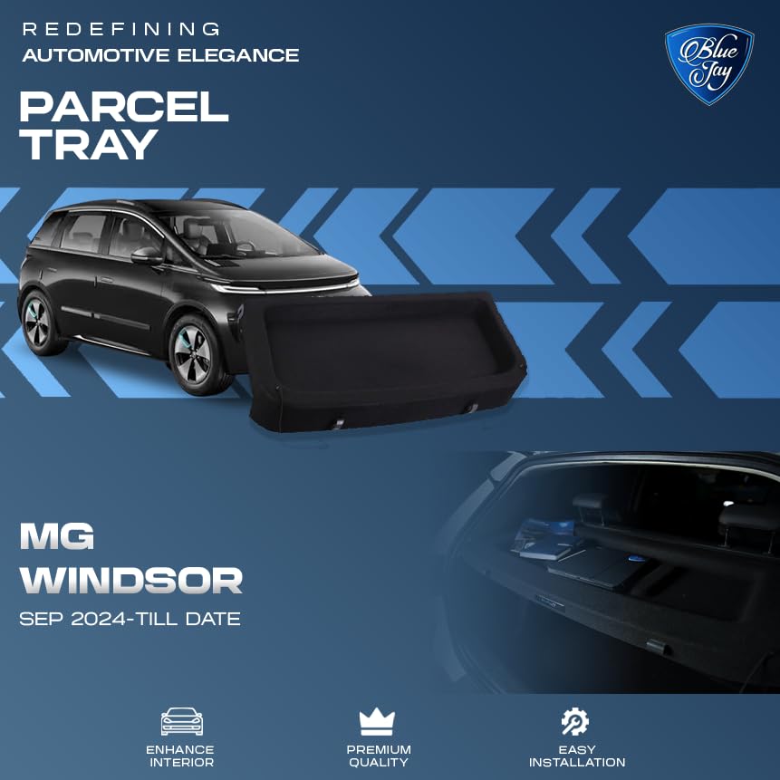 Image of BLUE JAY Parcel /Dicky Tray Compatible for MG Windsor EV (SEP 2024-Till Date) | Injection Moulded OEM Type Adjustable Parcel Tray | Rare Luggage Cover | Black
