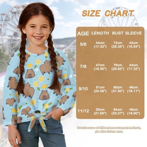 Girls Long Sleeve Shirt Kids Crewneck T-Shirt with Front Tie Children Tunic Tops3